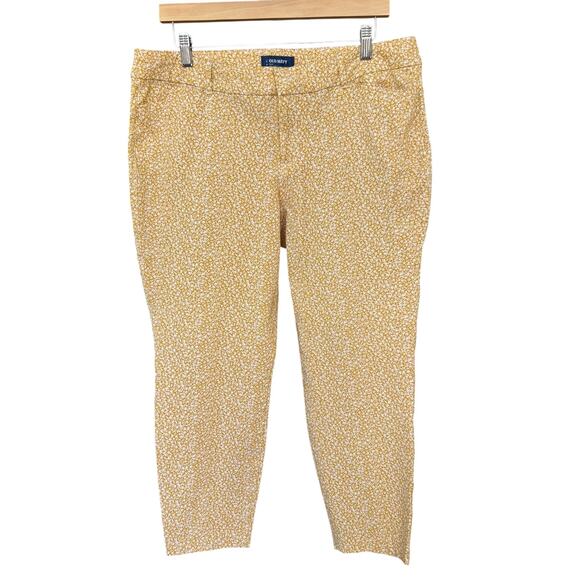 Old Navy Yellow Floral Mid-Rise Pixie Ankle Pants for Women Size 16 - Picture 2 of 5